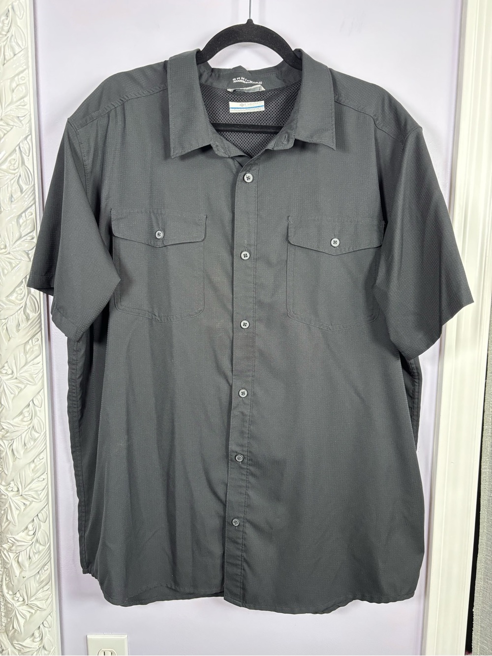 Columbia Men's Omni Wick Outdoor Short-Sleeve Button-Down Shirt Black Size XL